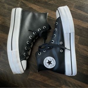 Leather platform converse high tops